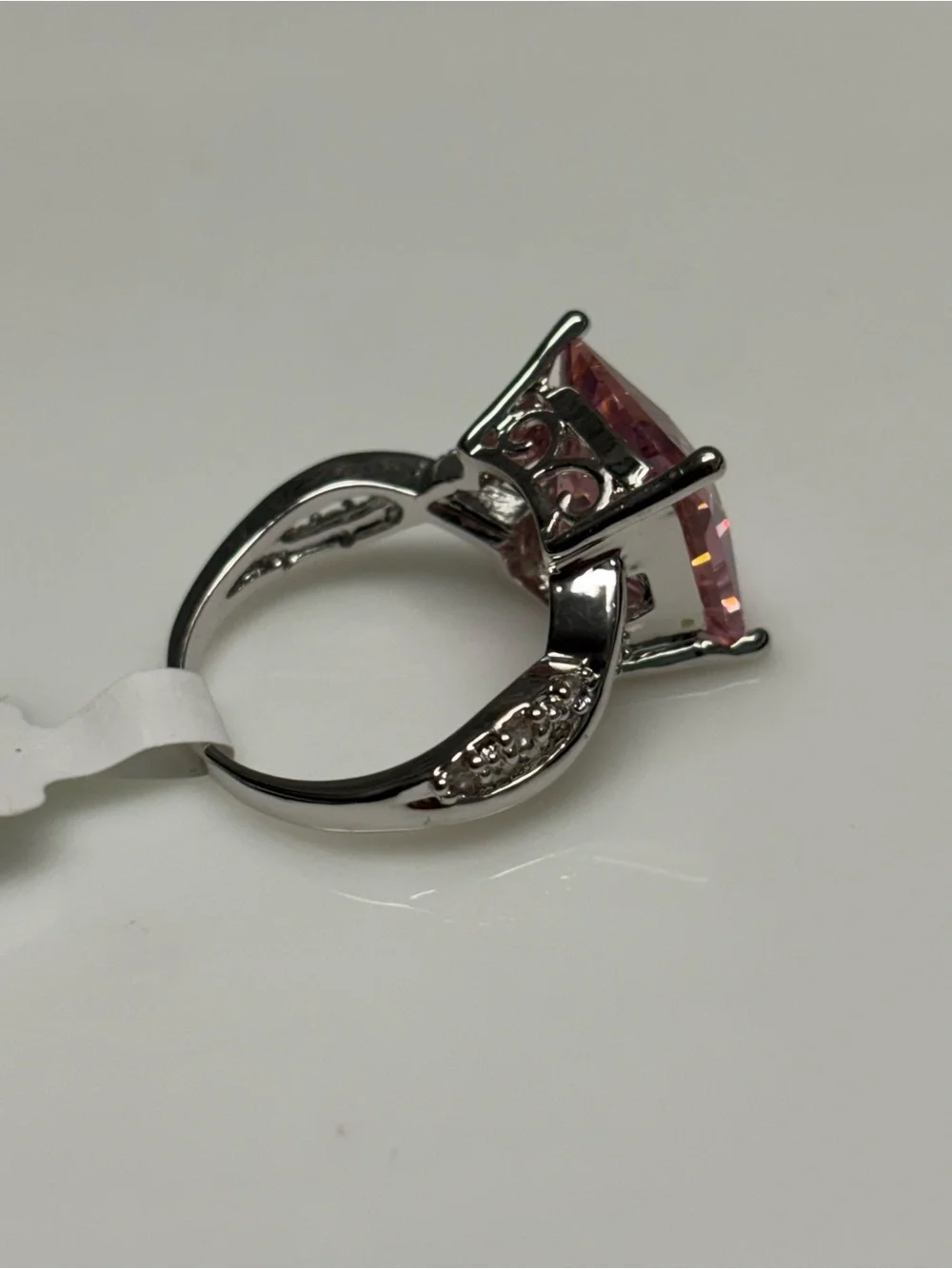 Pink Princess Cut Square Stone Silver Tone Ring. See Description For Sizes. NWT